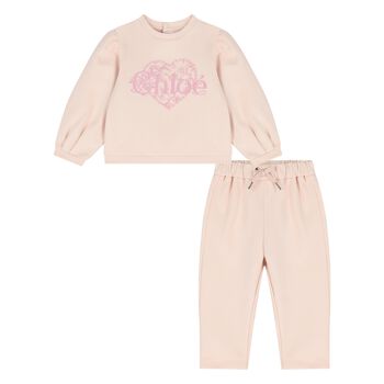 Younger Girls Pink Heart Logo Tracksuit