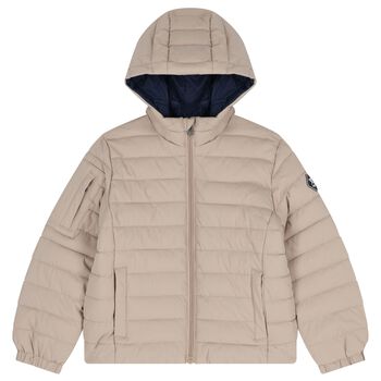 Boys Beige Logo Puffer Jacket