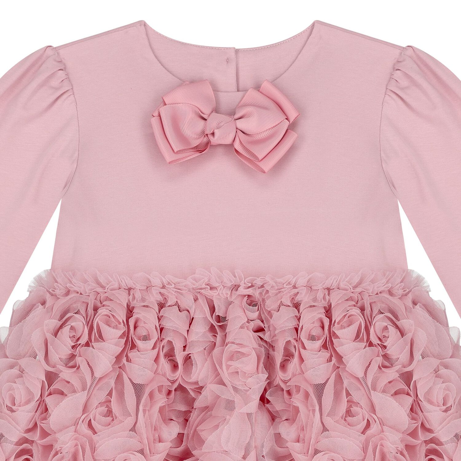 Baby Girls Pink Tulle Rose Dress, 1, hi-res