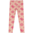 Girls Beige Logo Leggings, 1, hi-res