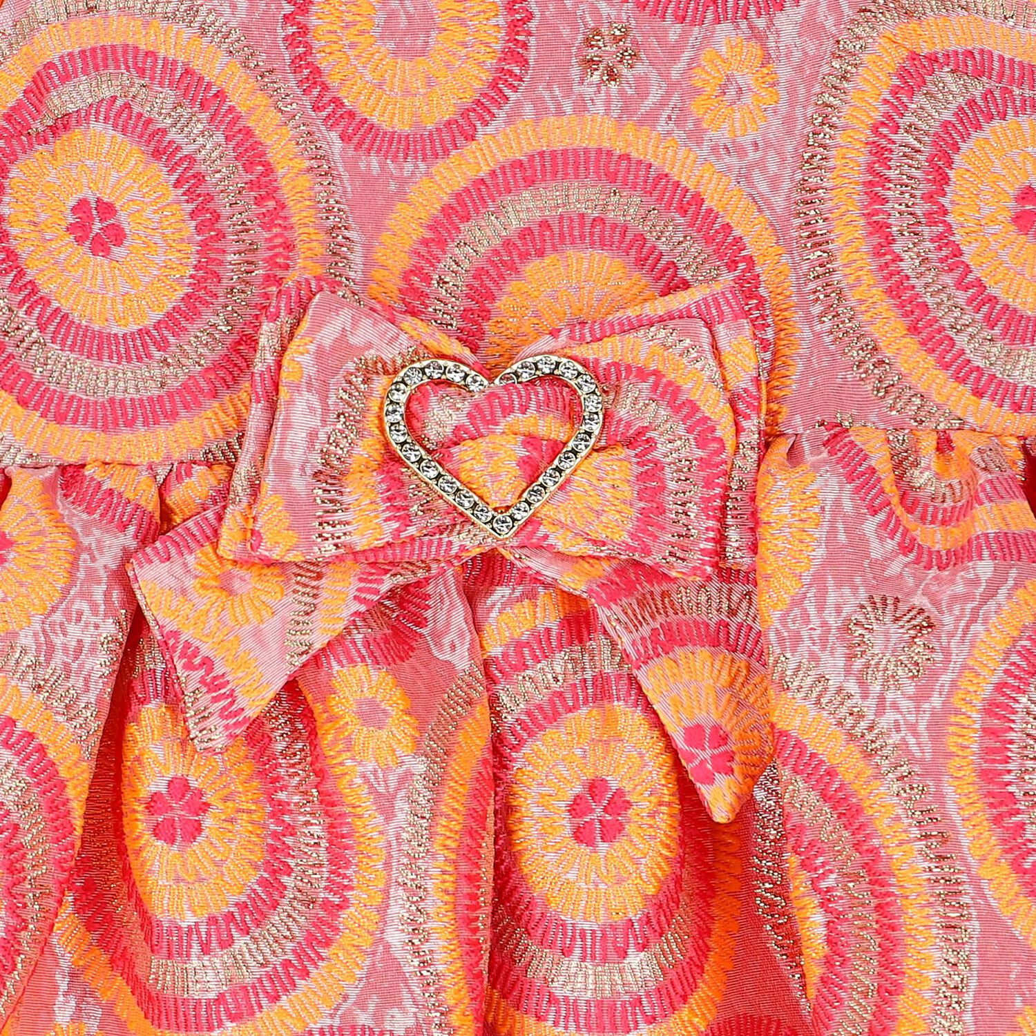 Girls Pink & Orange Circle Jacquard Dress, 4, hi-res