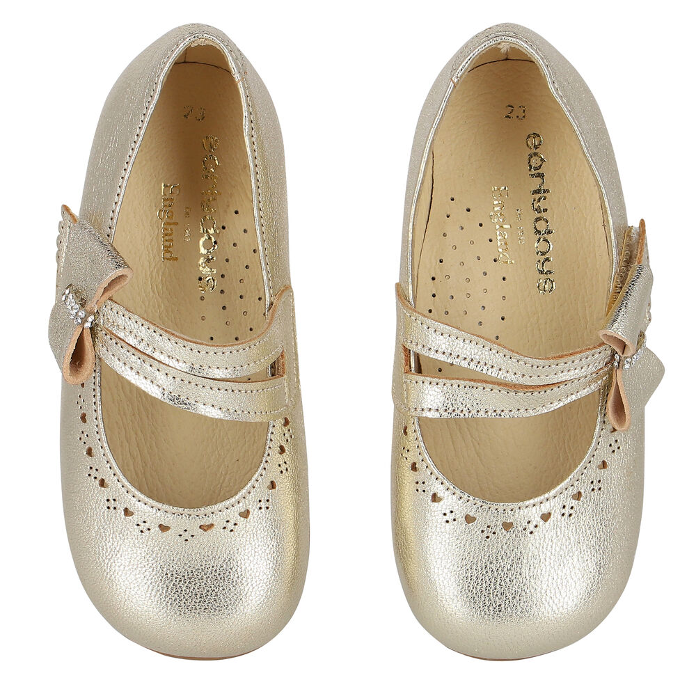 Early Days Baby Girls Gold Embellished Bow Shoes Junior Couture