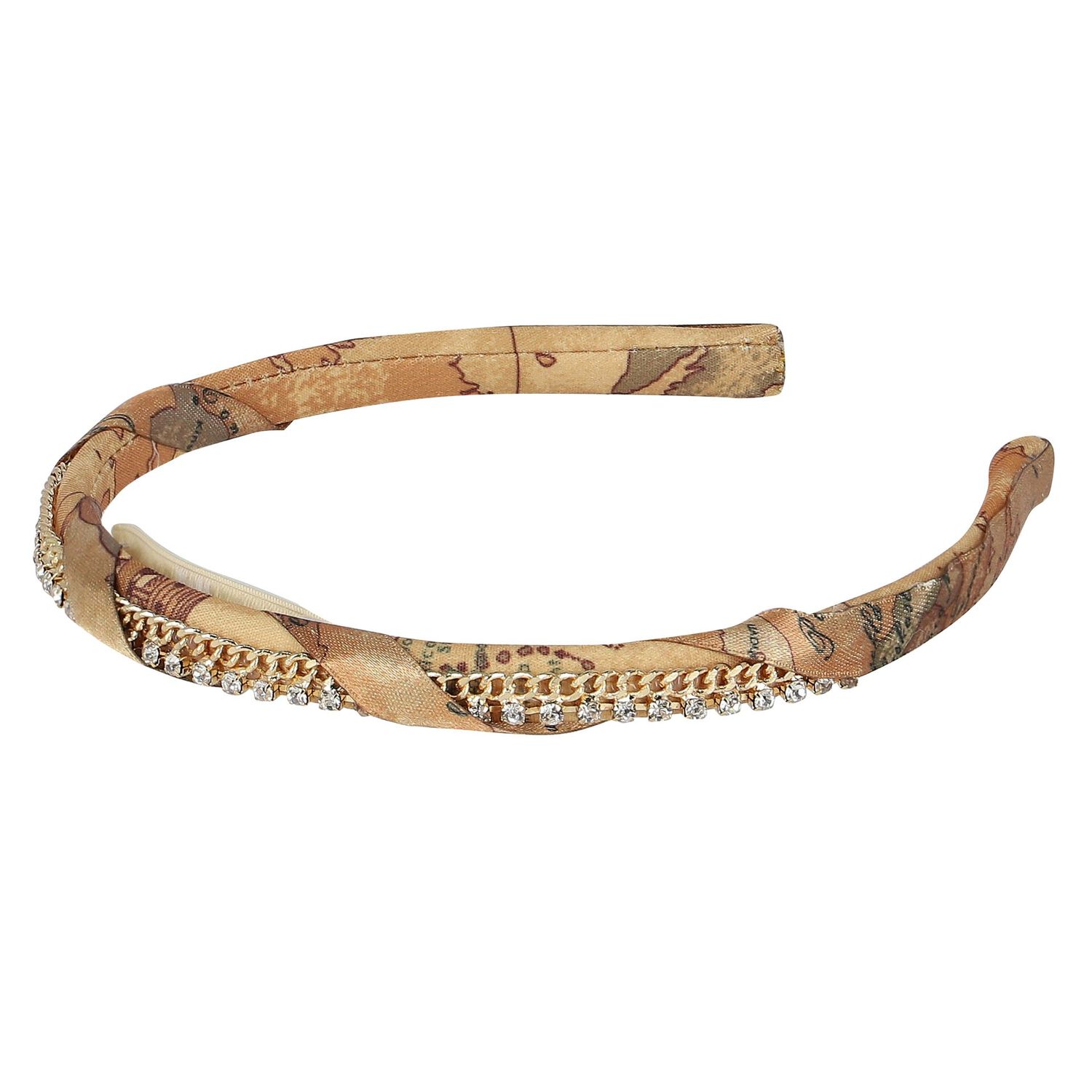 Girls Beige Geo Map Headband, 1, hi-res