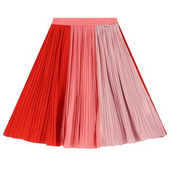 Girls Pink & Red Pleated Skirt