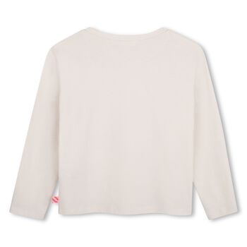 Girls Ivory Sequin Bird Long Sleeve Top