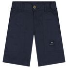 Boys Navy Blue Logo Shorts, 1, hi-res