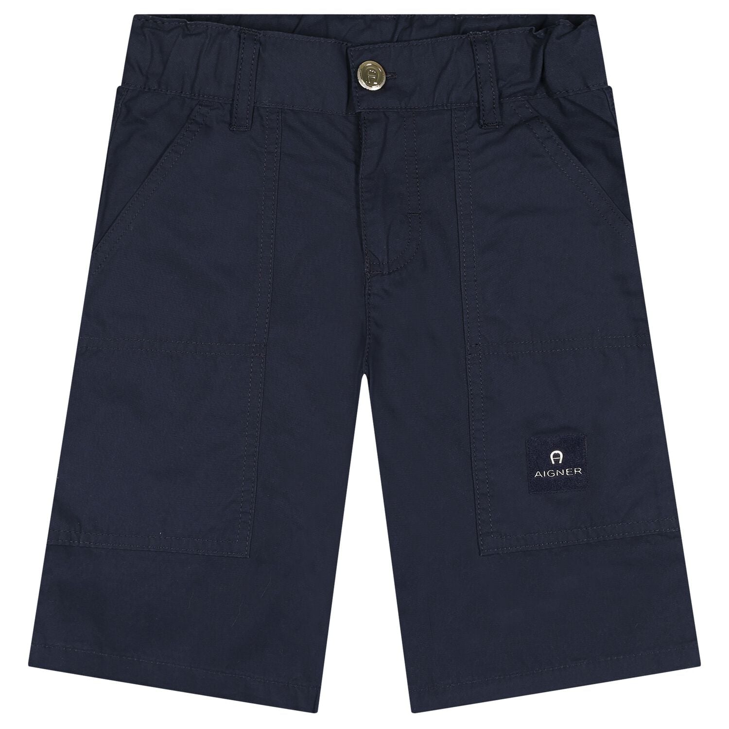 Boys Navy Blue Logo Shorts, 1, hi-res