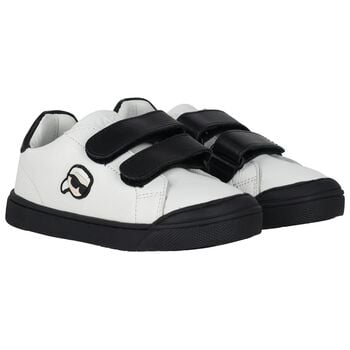 Boys White & Black Ikonik Karl Trainers