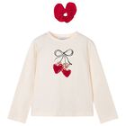 Girls Ivory Long Sleeeve & Scrunchie Set, 2, hi-res