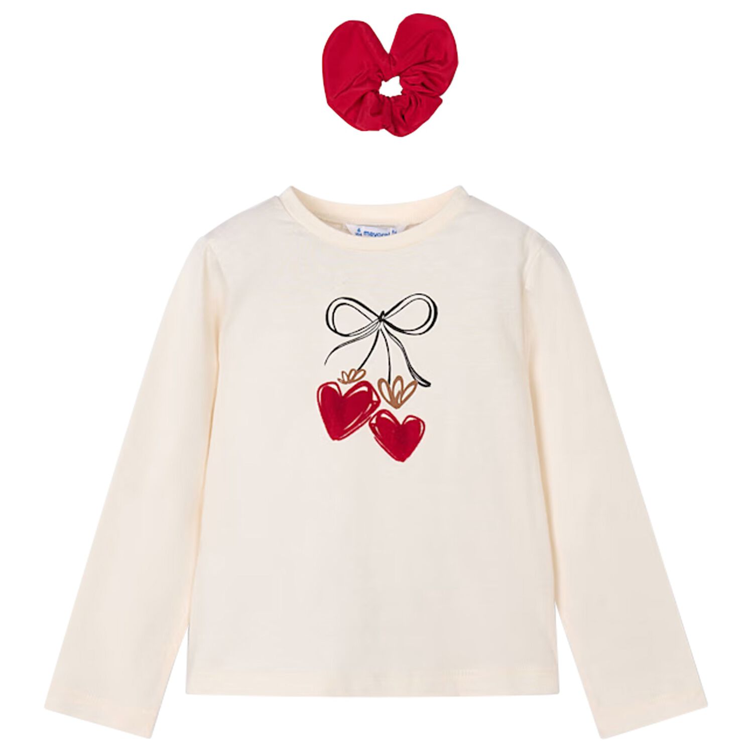 Girls Ivory Long Sleeeve & Scrunchie Set, 2, hi-res