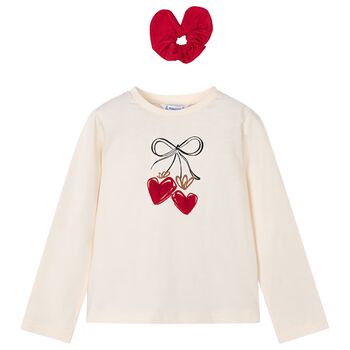 Girls Ivory Long Sleeeve & Scrunchie Set
