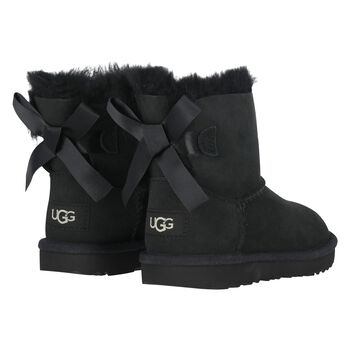 Younger Girls Black Mini Bailey Bow II Suede Boots