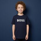 Boys Navy Blue Logo T-Shirt, 3, hi-res