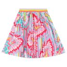 Girls Multi-Coloured Abstract Pleated Skirt, 1, hi-res