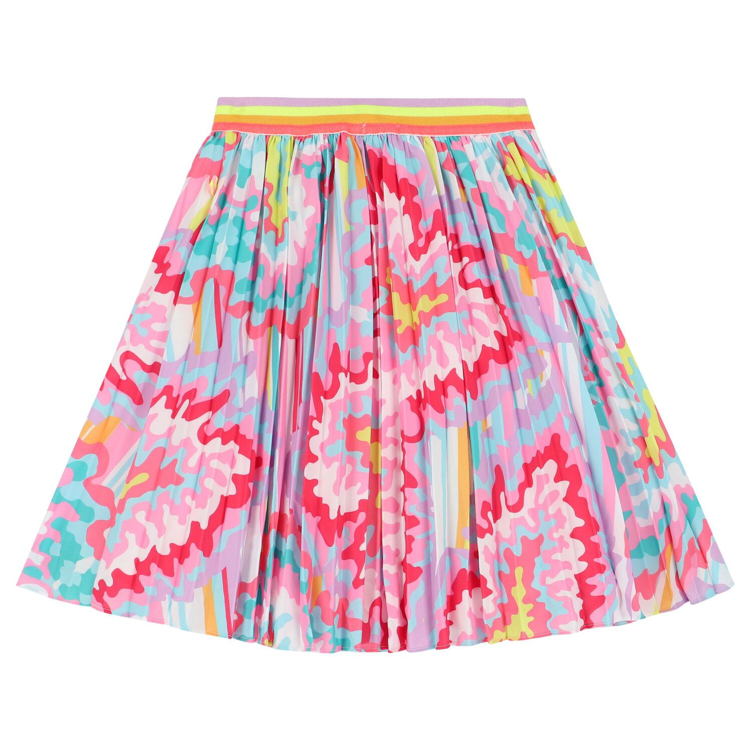 Girls Multi-Coloured Abstract Pleated Skirt, 1, hi-res image number null