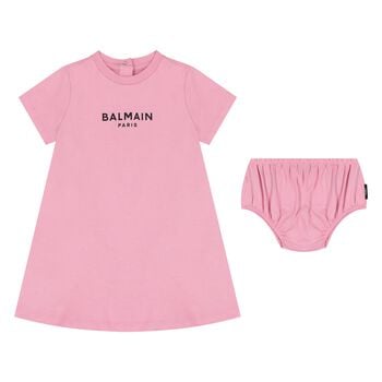 Younger Girls Pink Logo Dress Set 