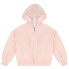 Girls Pink Logo Hooded Zip Up Top, 1, hi-res