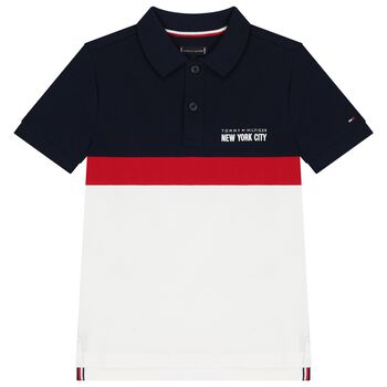 Tommy Hilfiger Boys Navy Blue & White Logo Polo Shirt, 1 Boys Navy Blue & White Logo Polo Shirt