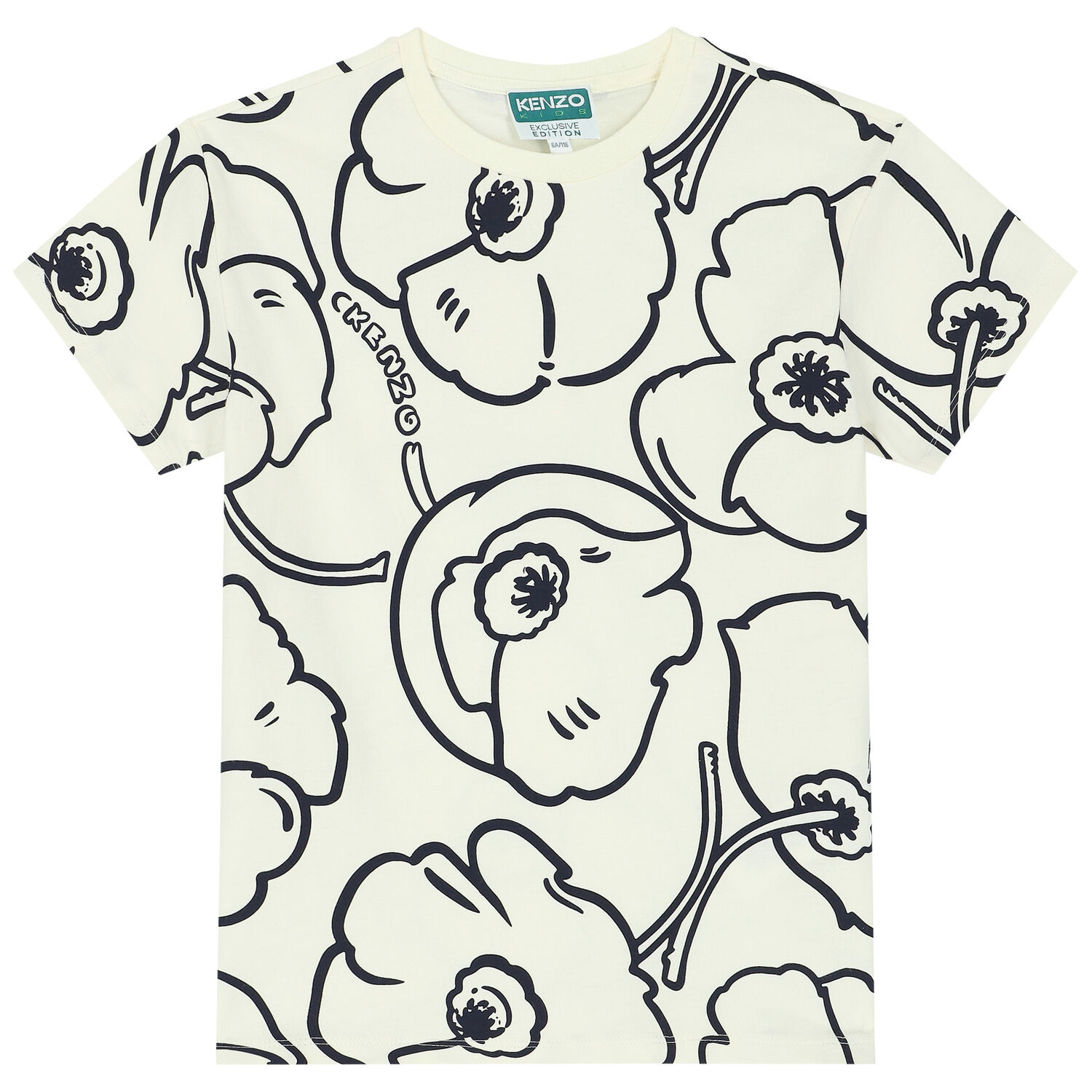 KENZO KIDS Boys Ivory Poppy Logo T-Shirt | Junior Couture