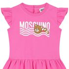 Younger Girls Pink Teddy Bear Logo Dress, 2, hi-res