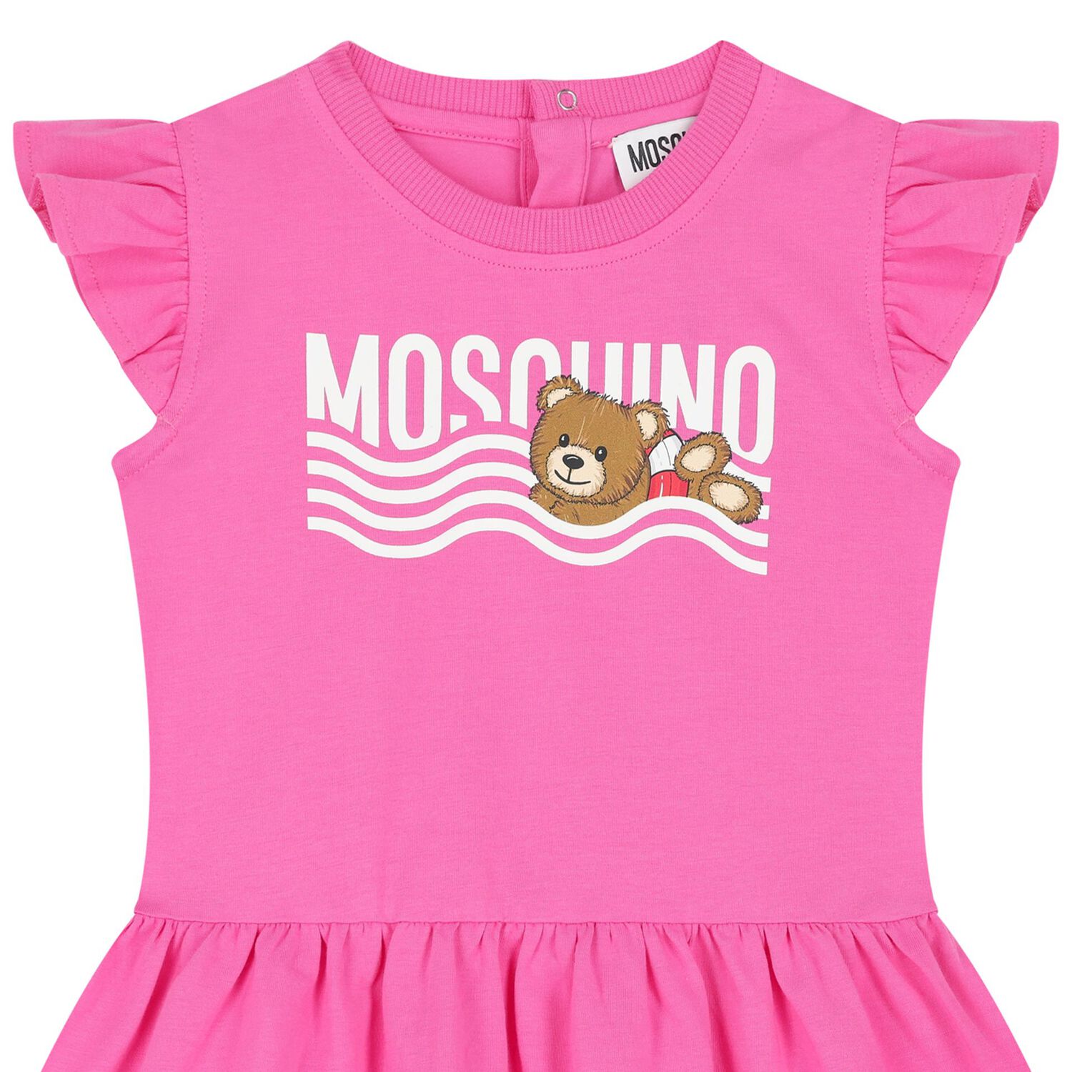Younger Girls Pink Teddy Bear Logo Dress, 2, hi-res image number null