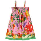 Girls Pink Vegetables Dress, 1, hi-res