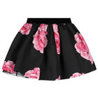Girls Black & Pink Roses Skirt, 1, hi-res