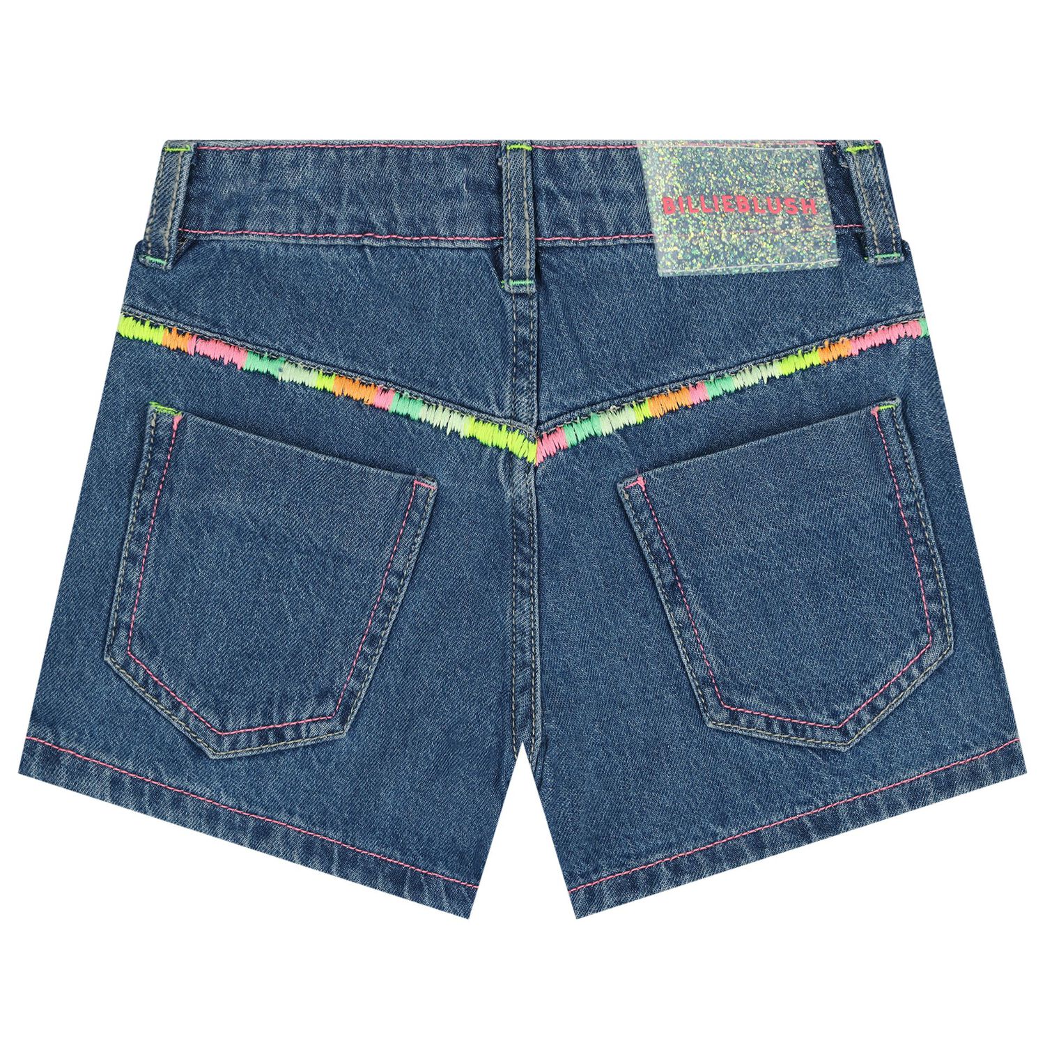 Girls Blue Denim Shorts, 1, hi-res