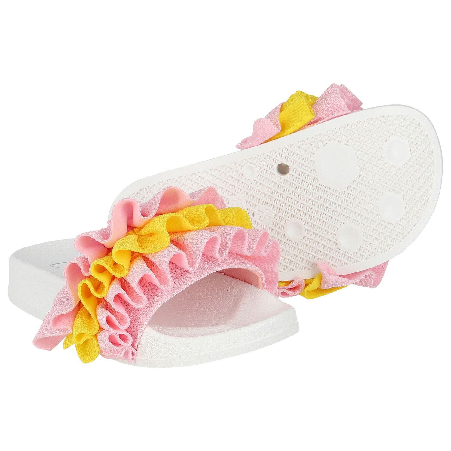 Girls Pink & Yellow Ruffle Sliders, 2, hi-res image number null