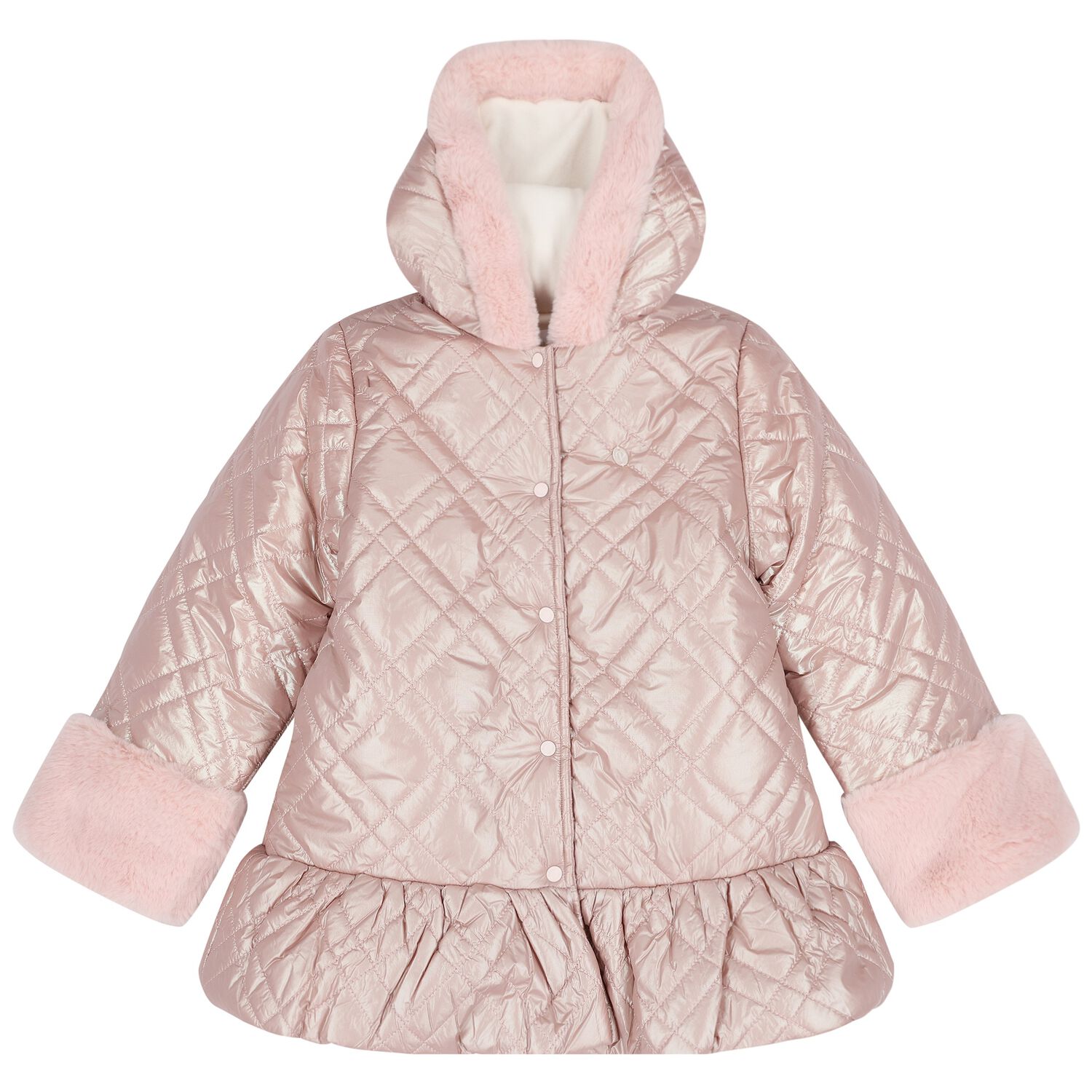 Girls Pink Quilted Puffer Jacket, 1, hi-res