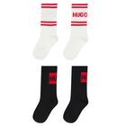 White & Black Logo Socks ( 2 Pack ), 1, hi-res