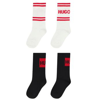 White & Black Logo Socks ( 2 Pack )
