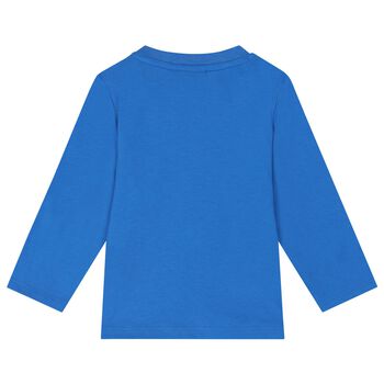 Younger Boys Blue Logo Long Sleeve Top