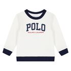 Baby Boys White & Navy Blue Logo Tracksuit, 1, hi-res