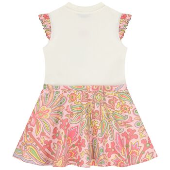 Girls Ivory & Pink Floral Paisley Dress
