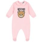 Baby Girls Pink Teddy Bear Logo Babygrow, 5, hi-res