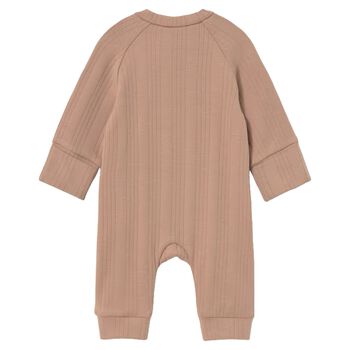 Beige Balloon Motif Ribbed Baby Romper