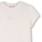 Girls Beige Logo Pleated Dress, 1, hi-res