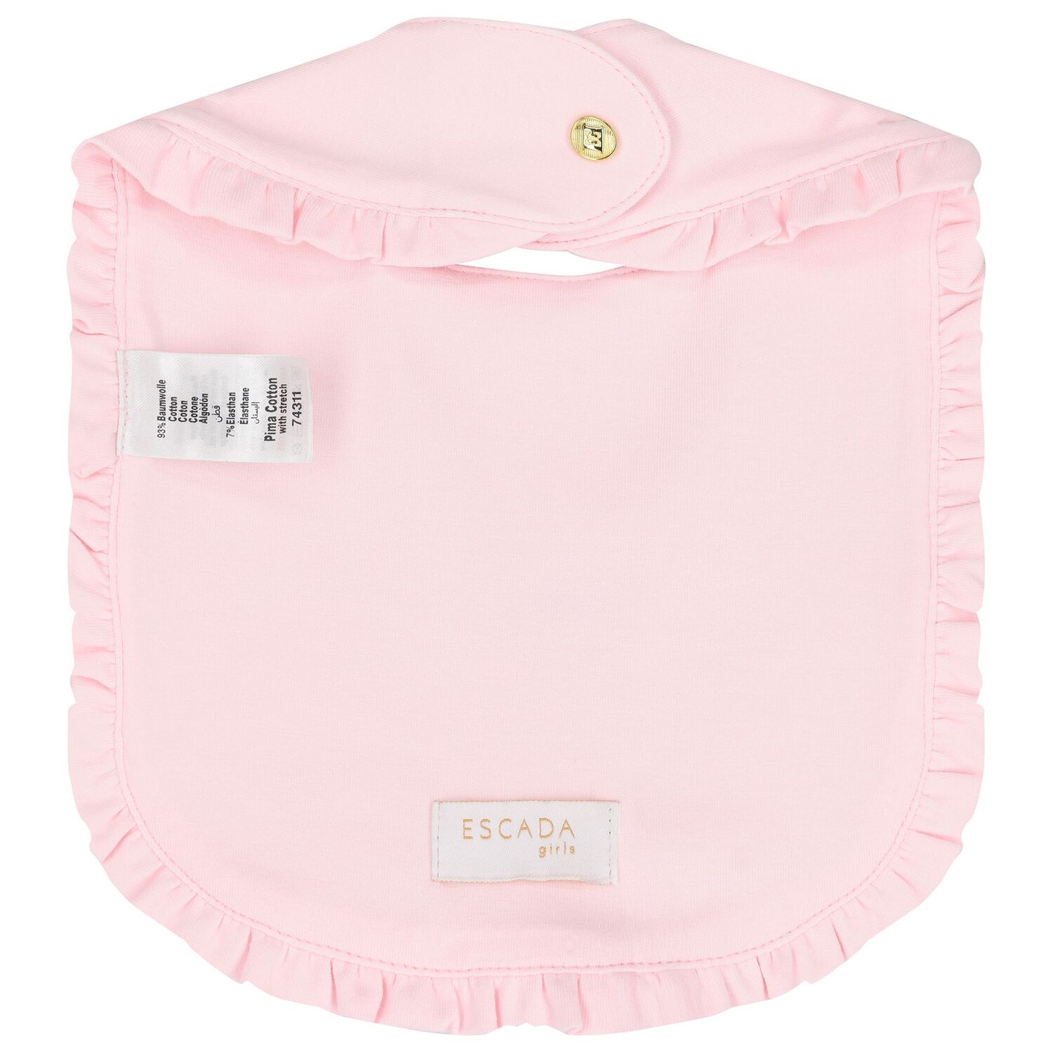 Baby Girls Pink Logo Ruffled Bib, 2, hi-res