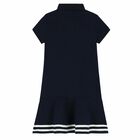 Girls Navy Blue Logo Polo Dress, 1, hi-res