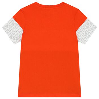 Boys Orange, White & Navy Logo T-Shirt