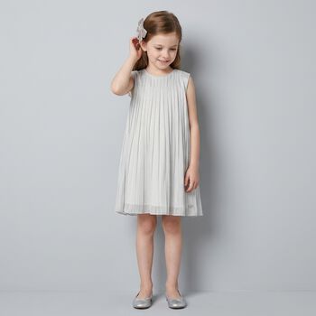 Younger Girls Beige Pleated Dress