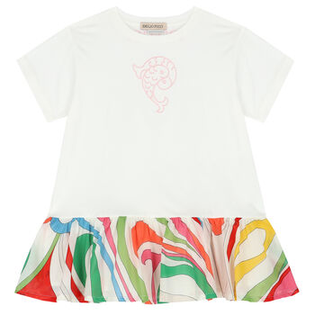 Girls Ivory Logo Dress