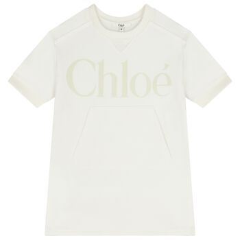 Girls Mini Me Ivory Logo Dress