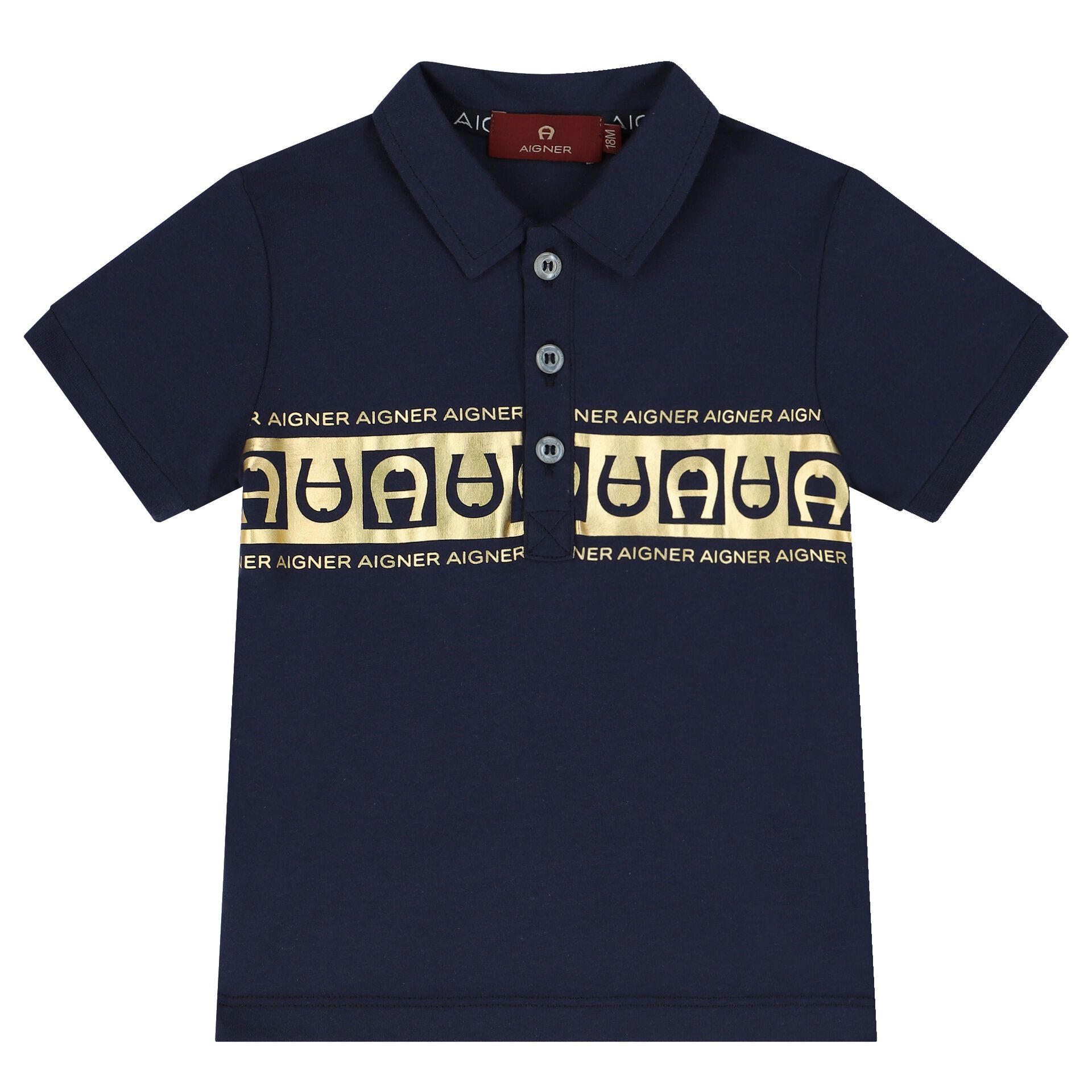 Aigner Younger Boys Navy Gold Polo Shirt Junior Couture Bahrain