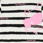 Younger Girls White & Black Striped Choupette Dress, 1, hi-res