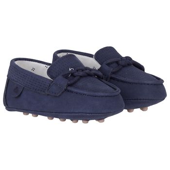 Baby Boys Navy Blue Leather Pre Walker Moccasins