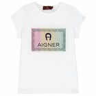 Girls White Logo T-Shirt, 2, hi-res
