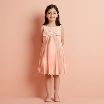 Girls Pink Bow Dress