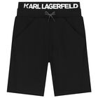 Boys Black Logo Shorts, 1, hi-res